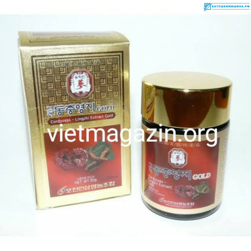 Вытяжка (экстракт) из гриба Линчжи с кордицепсом (Korean Lingzhi Extract Gold) Корея 50 грамм