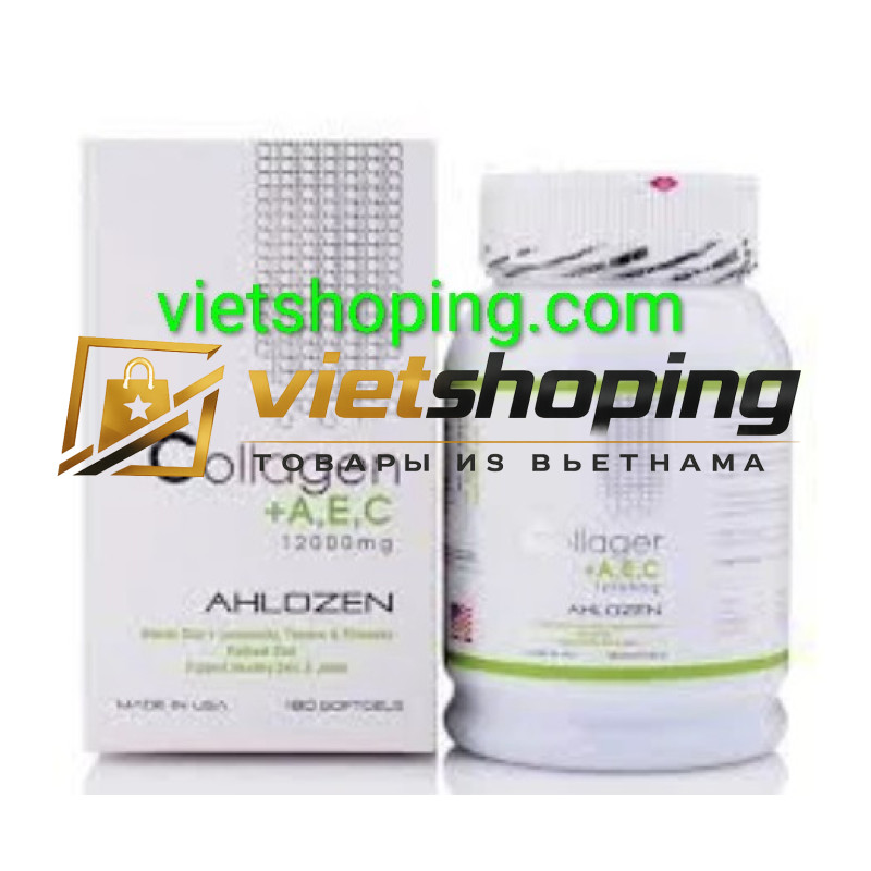 Коллаген с витаминами А, Е, С, Collagen AHLOZEN 12000 мг США 180 капсул