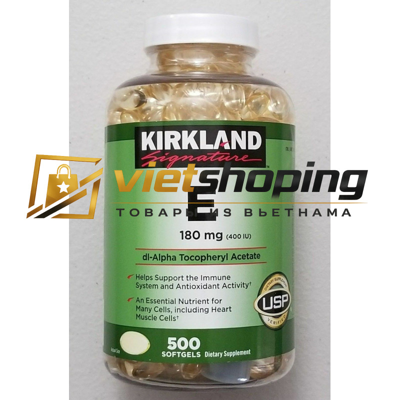 Витамин Е 400 IU фирмы Kirkland Signature 500 капсул США